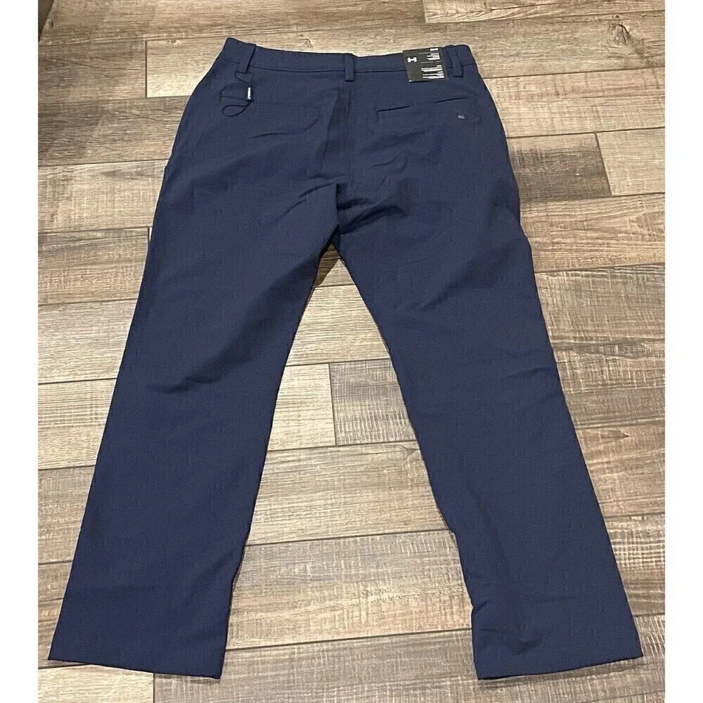 Under Armour Mens Tech Flat Front Performance Golf StraightPants Navy Blue 32x30